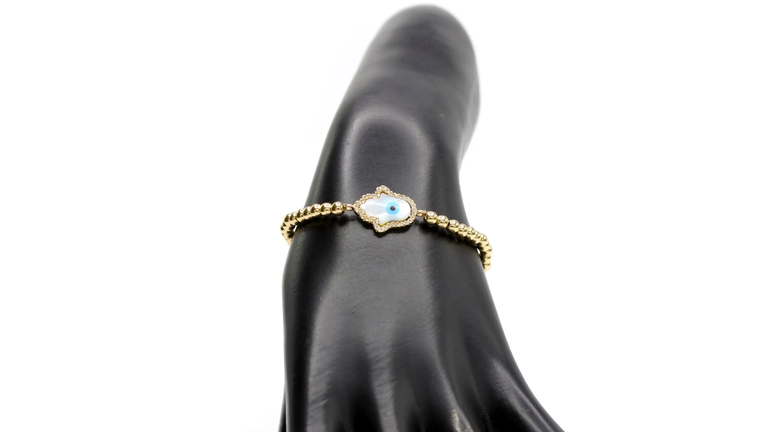 Hamsa Evil Eye Cubic Zirconia Charm Bracelet