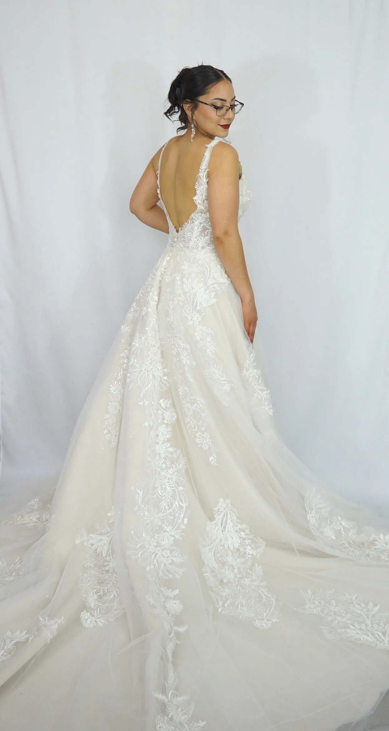 HeraWhite Bridal- HW3021 Stunning Tulle/Lace Glitter Gown