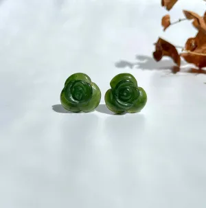 Jade Flower Earrings - 13mm