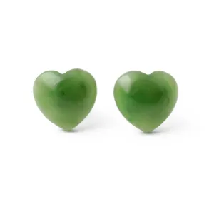 Jade Heart Stud Earrings, 0575