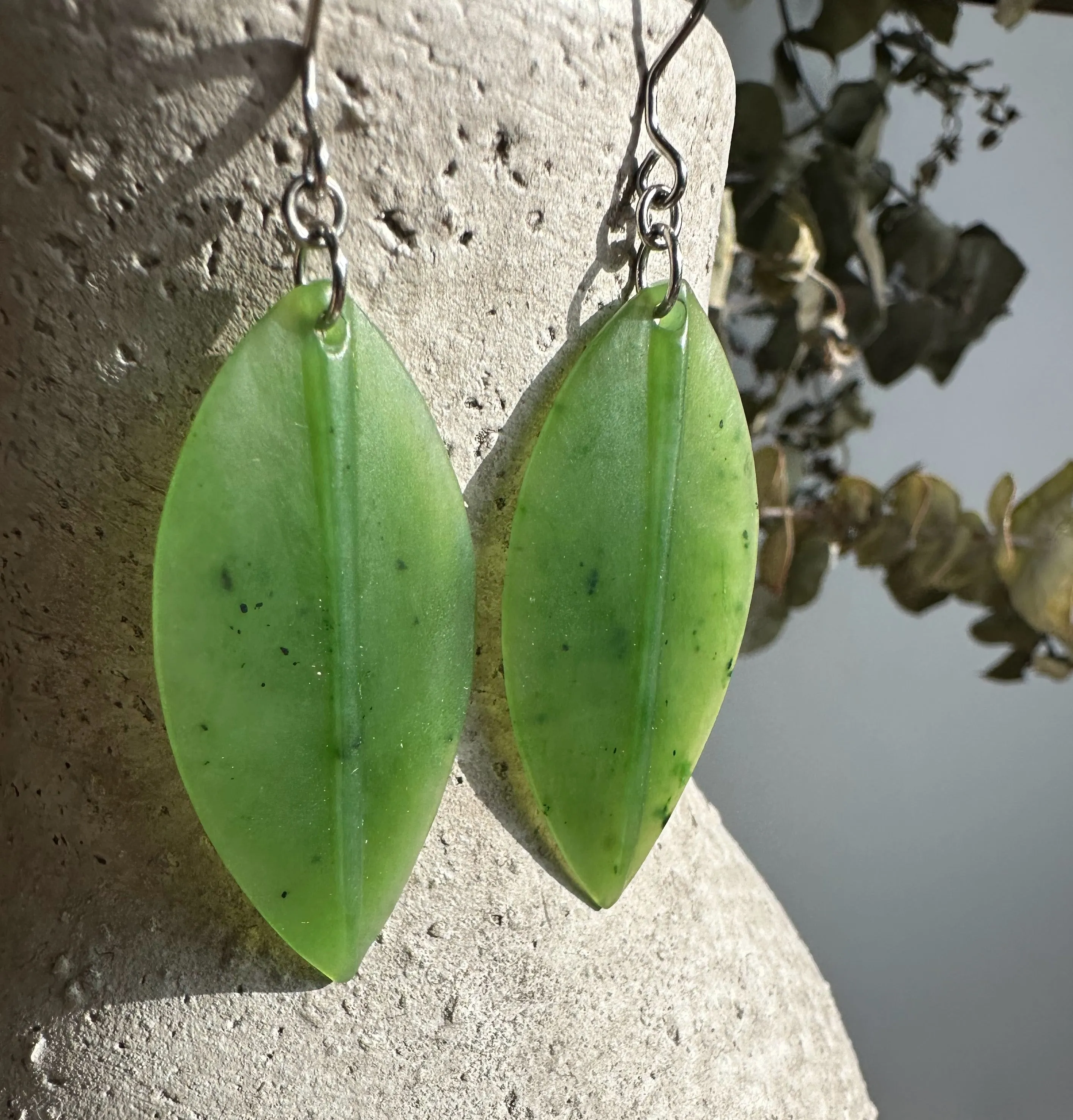 Jade Leaf Earrings, 1880