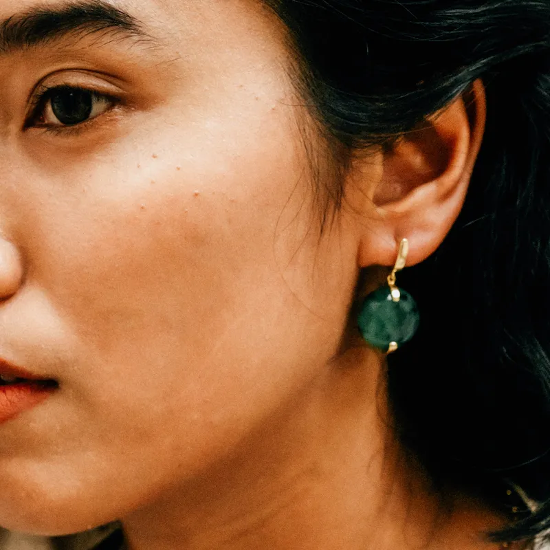 Jade Round Drop Earrings