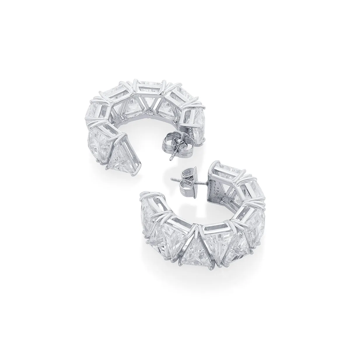 Louvre 925 Silver Maxi Rève Crystal Hoop Earrings