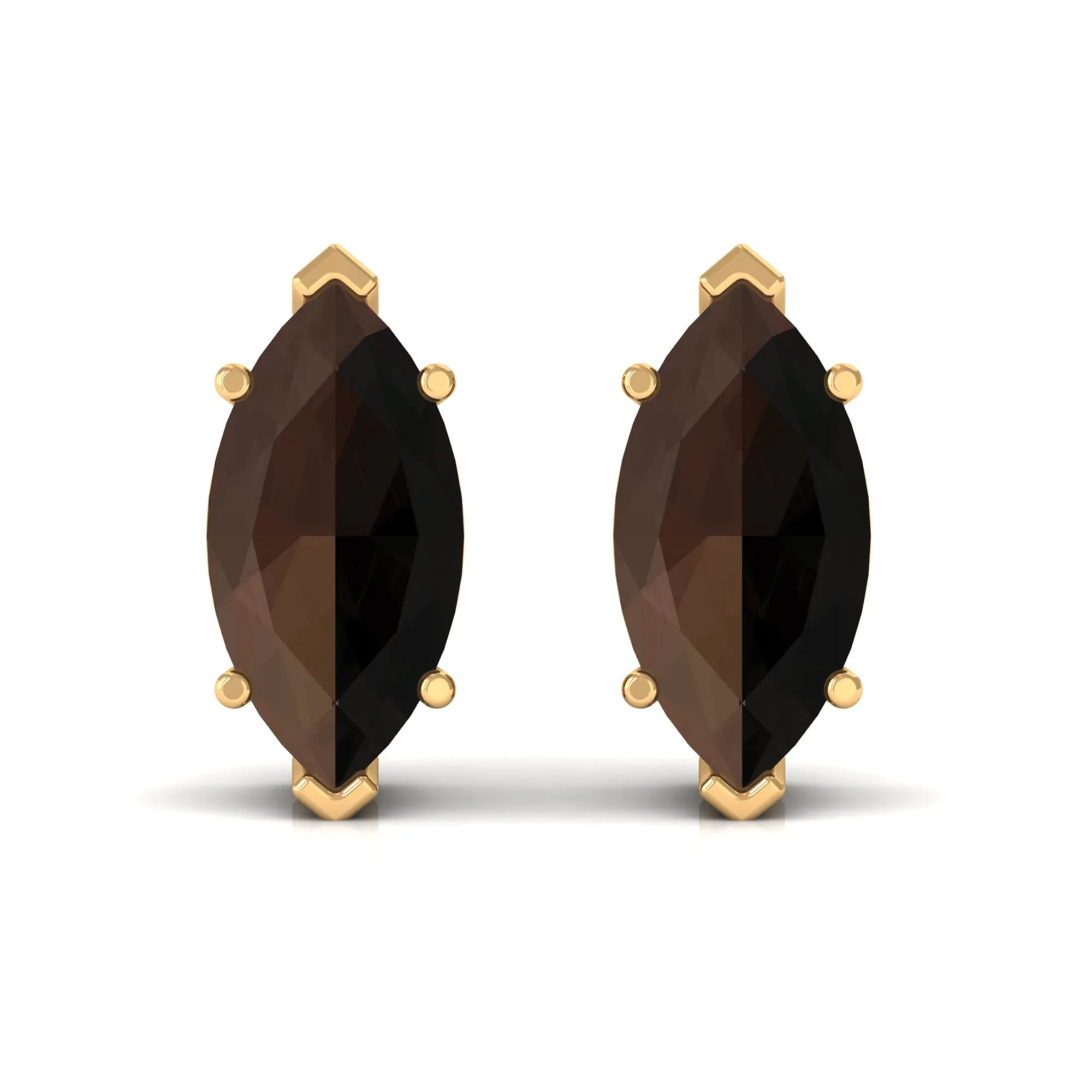 Marquise Cut Smoky Quartz Solitaire Stud Earrings