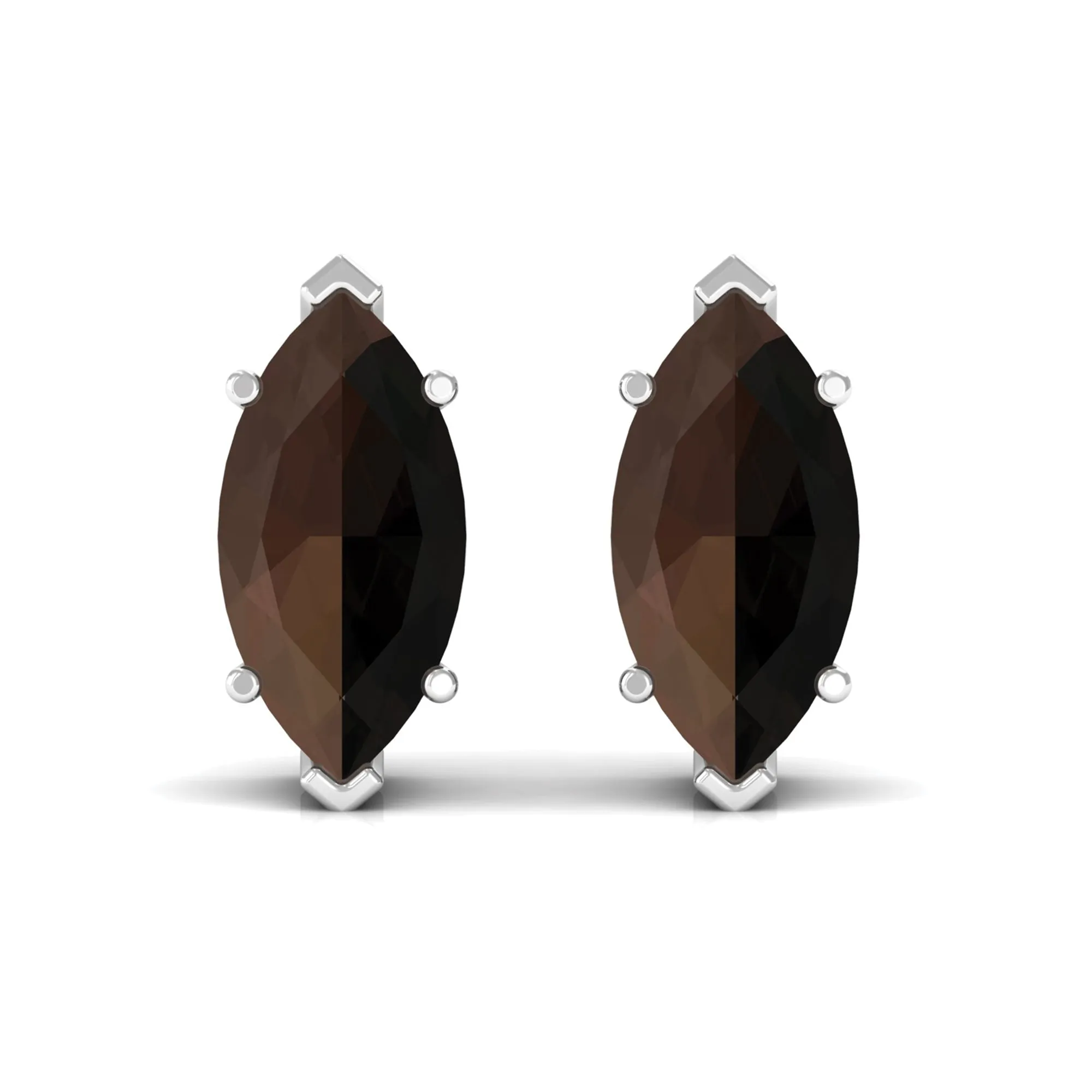 Marquise Cut Smoky Quartz Solitaire Stud Earrings