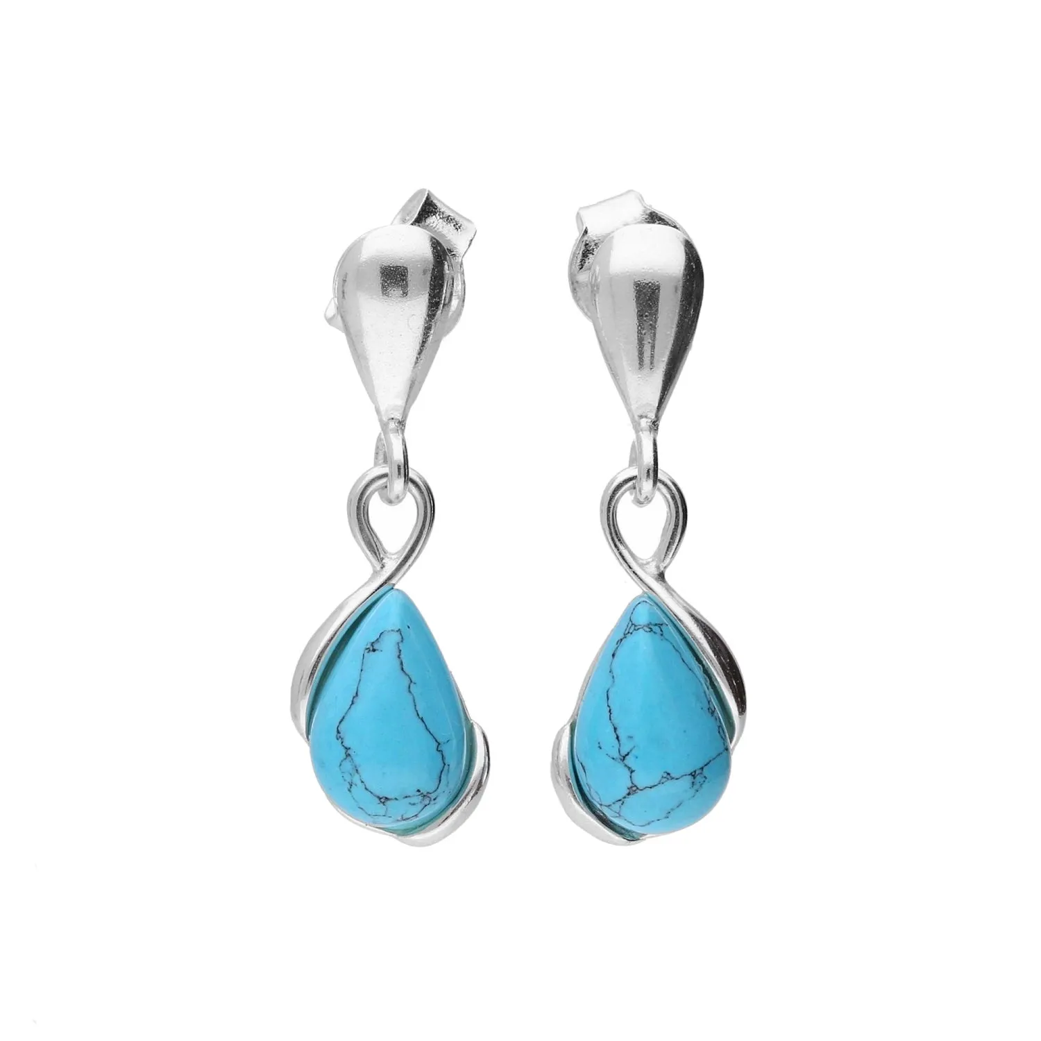 MILENA drop earrings Silver and Turquosie Raindrop
