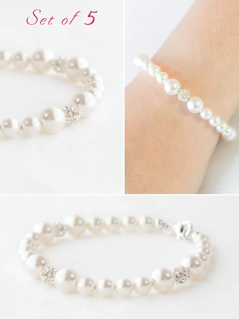 Pearl Bridesmaid Bracelet Set, Bridesmaid Jewelry Set
