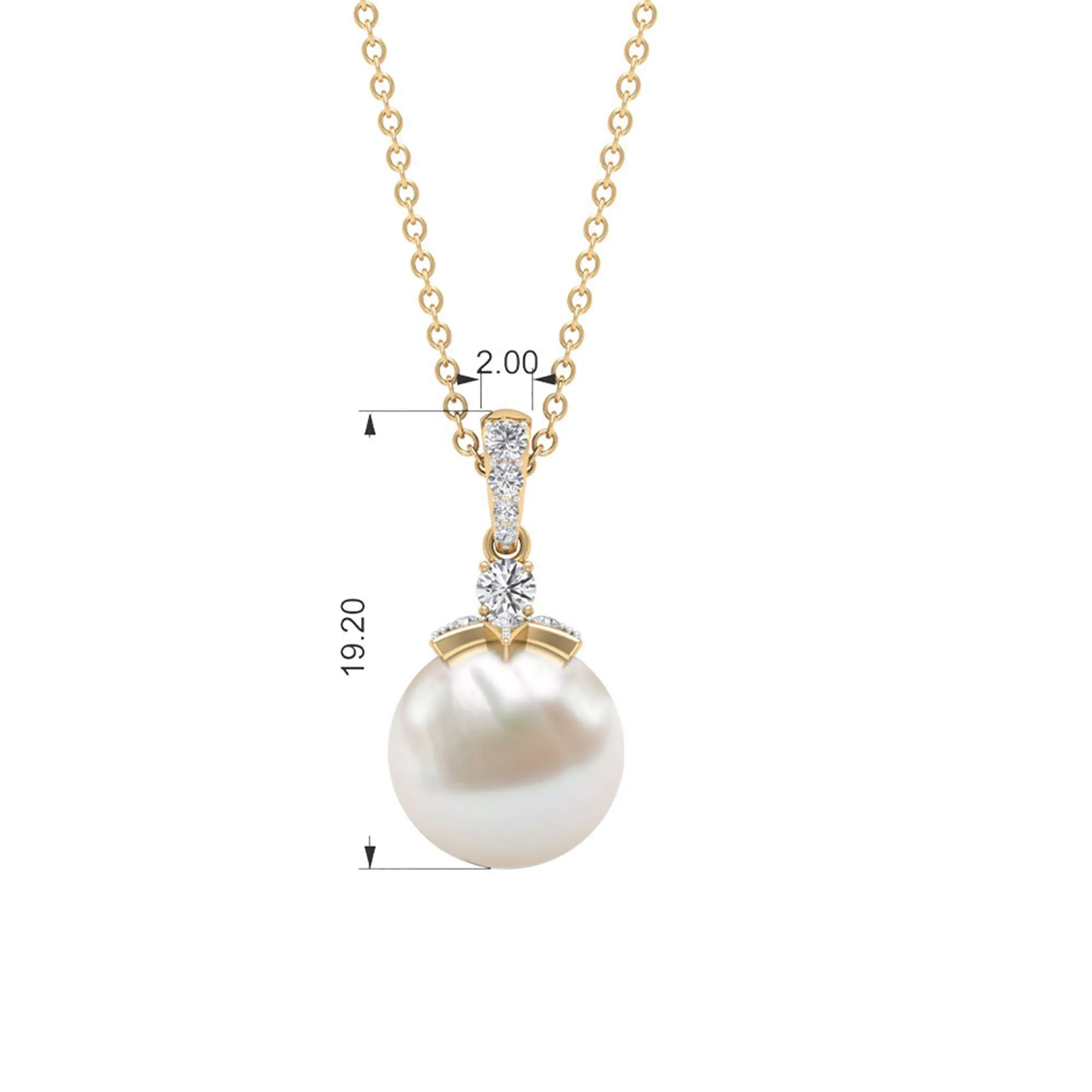Real Freshwater Pearl and Diamond Drop Pendant Necklace