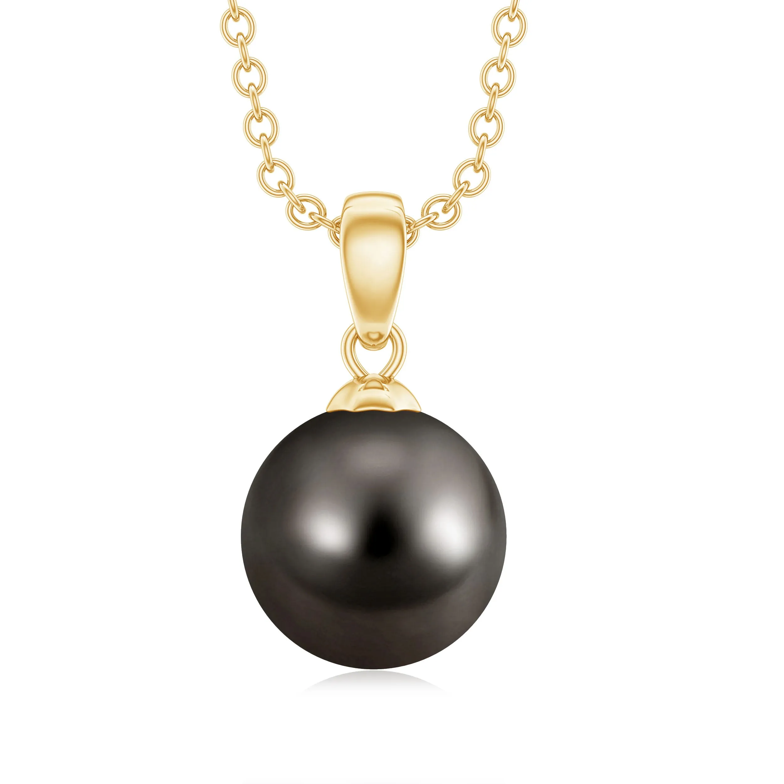 Simple Solitaire Black Pearl Pendant Necklace