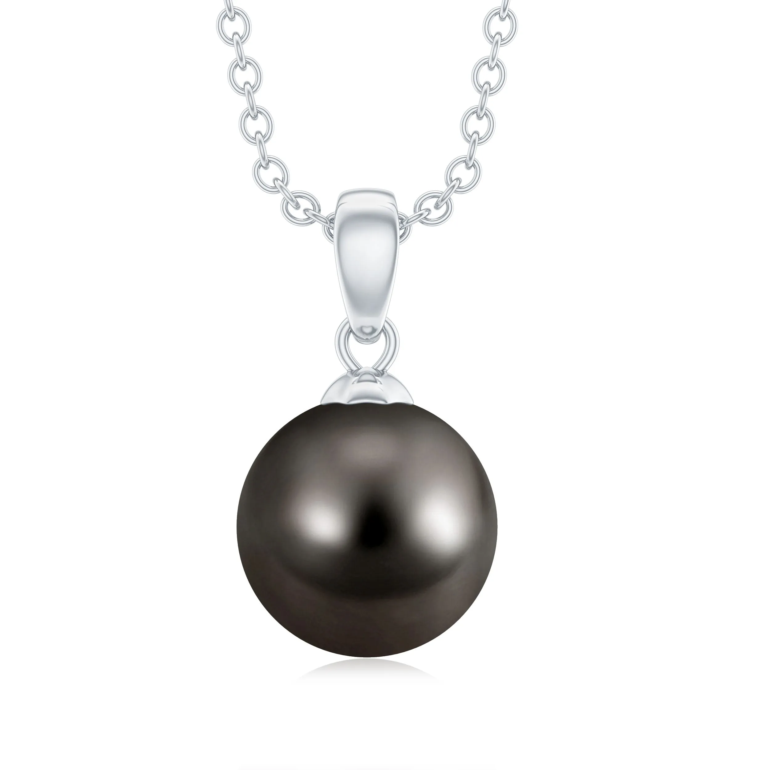 Simple Solitaire Black Pearl Pendant Necklace