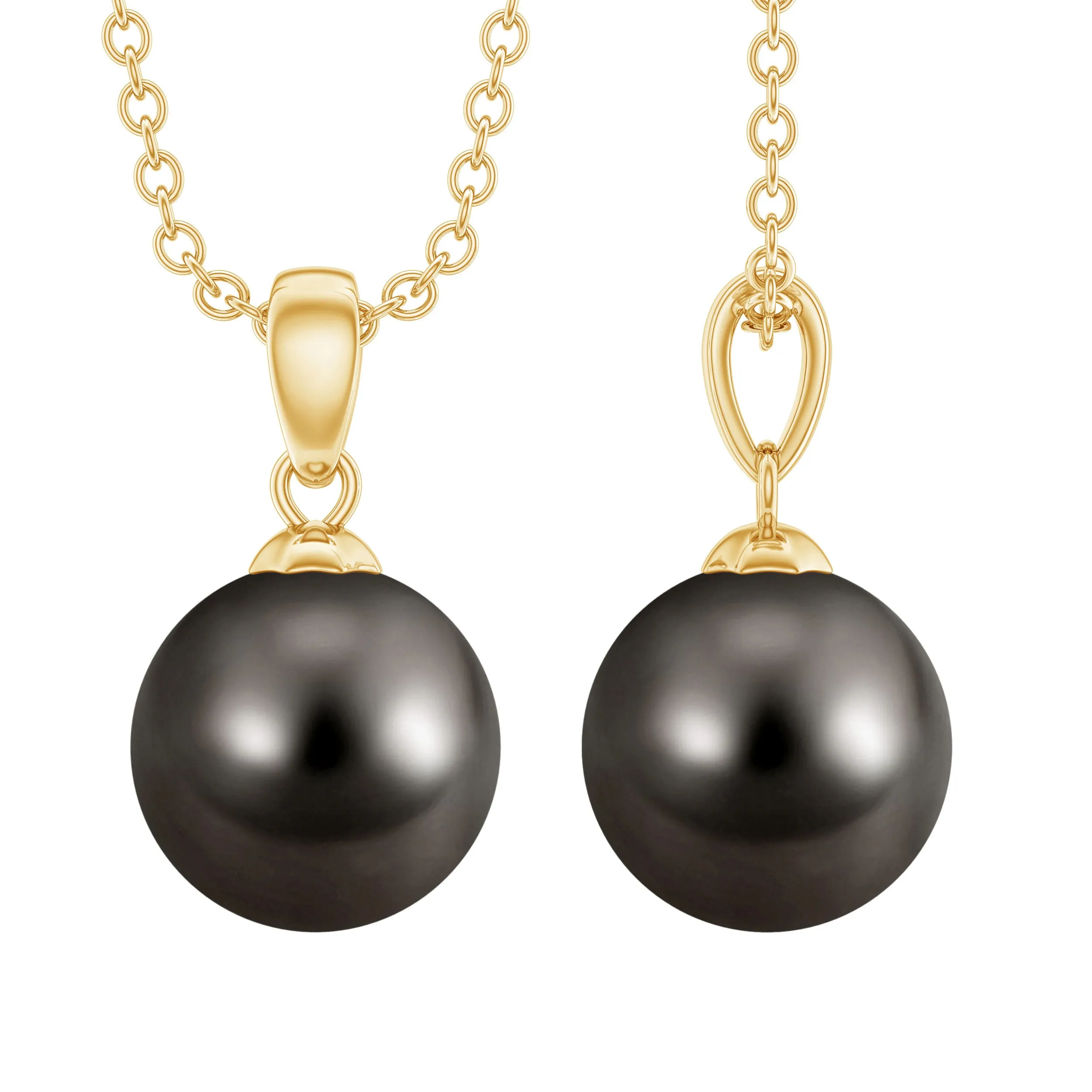 Simple Solitaire Black Pearl Pendant Necklace