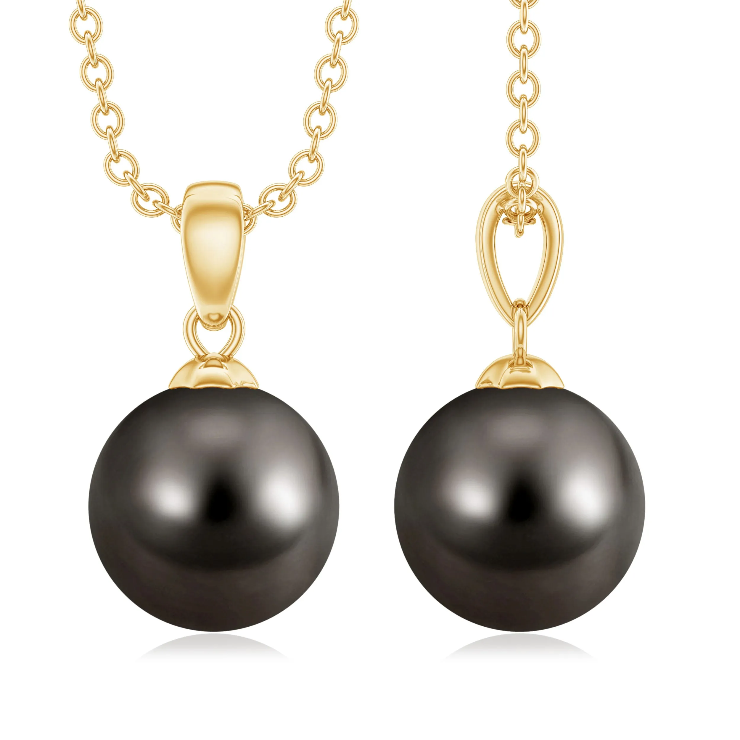Simple Solitaire Black Pearl Pendant Necklace