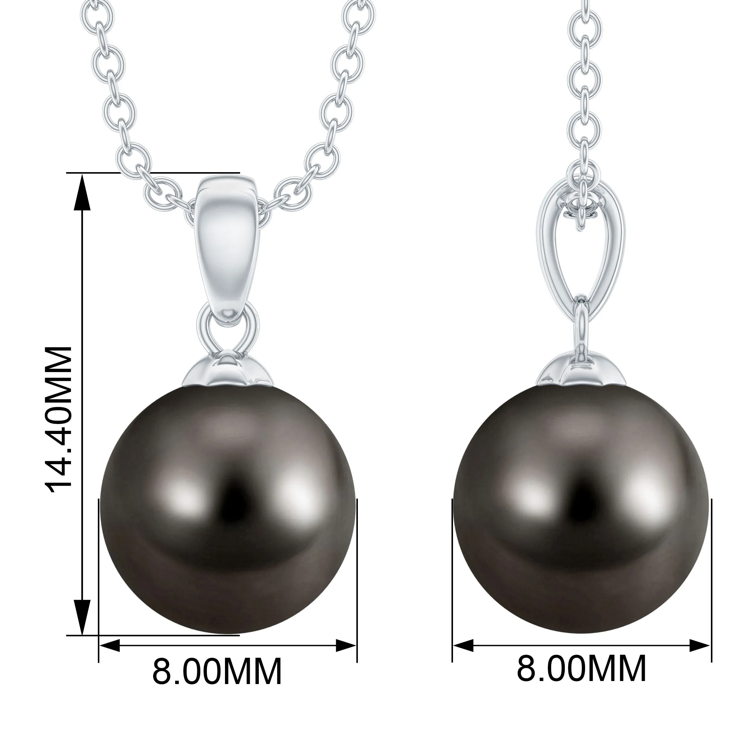 Simple Solitaire Black Pearl Pendant Necklace