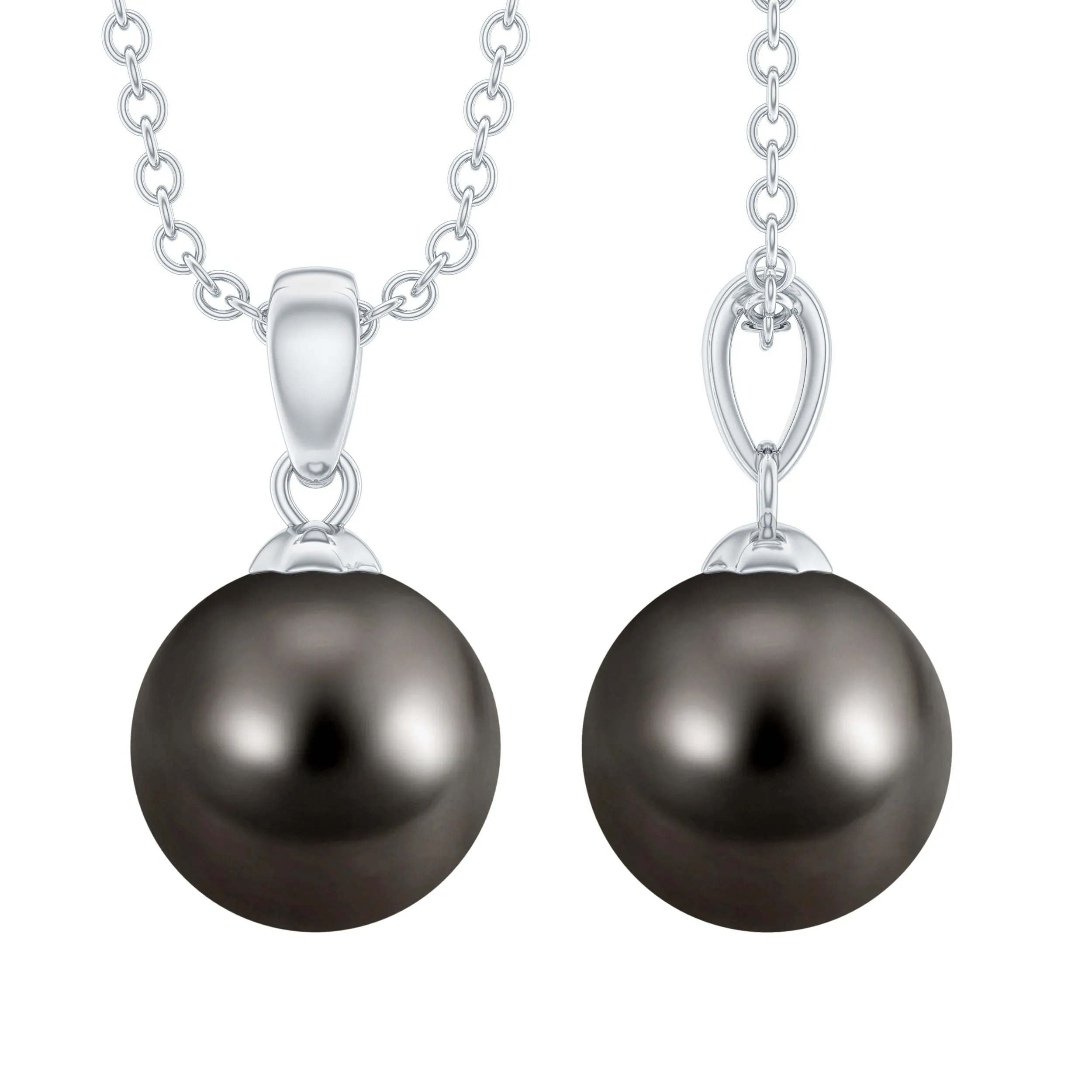 Simple Solitaire Black Pearl Pendant Necklace