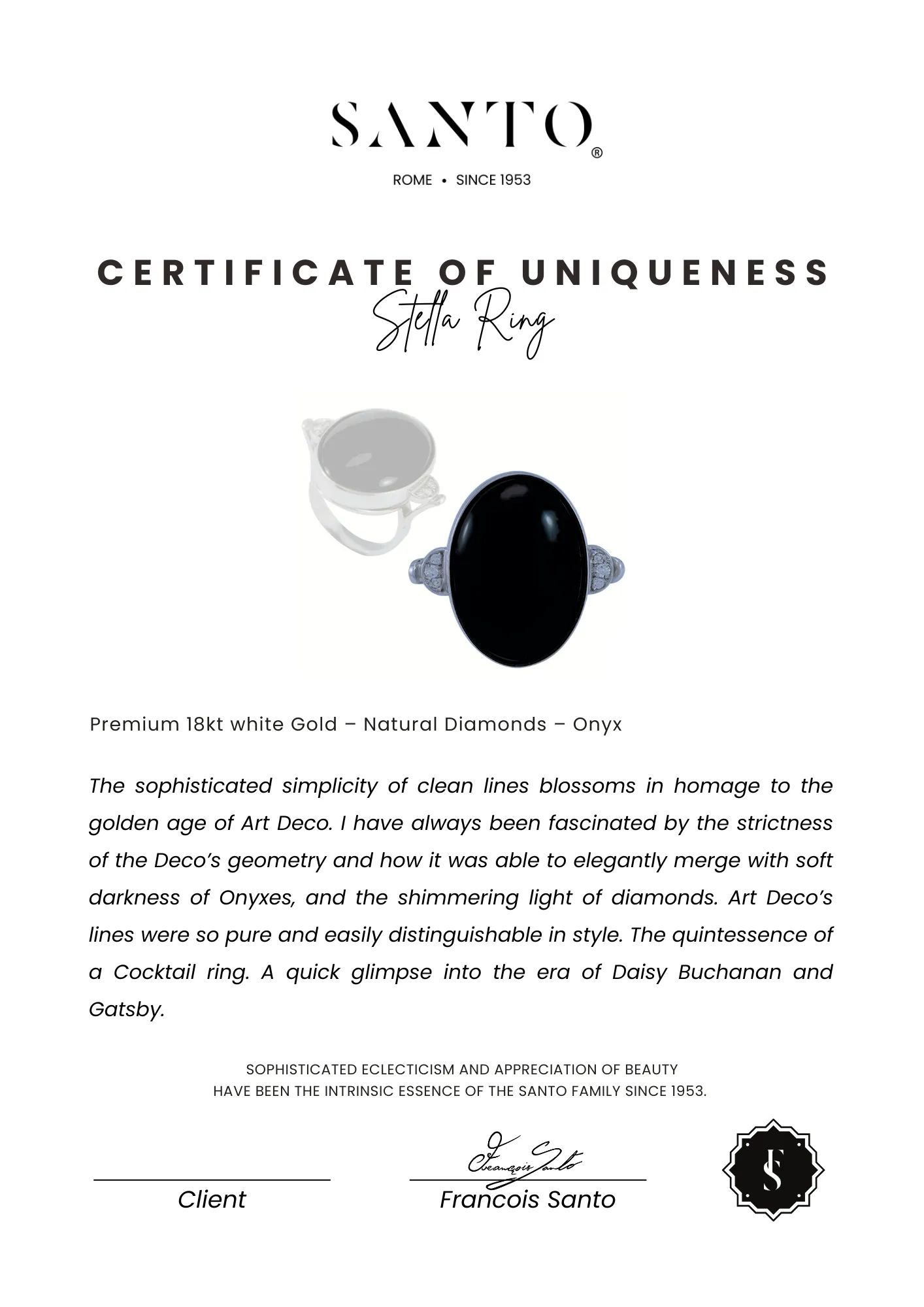 Stella Cocktail Ring with Diamonds and Onyx