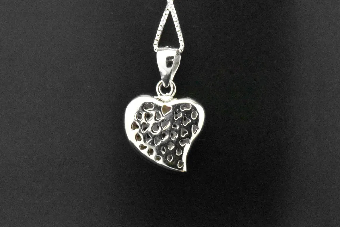 Sterling Silver Created Red Ruby Heart Pendant Necklace