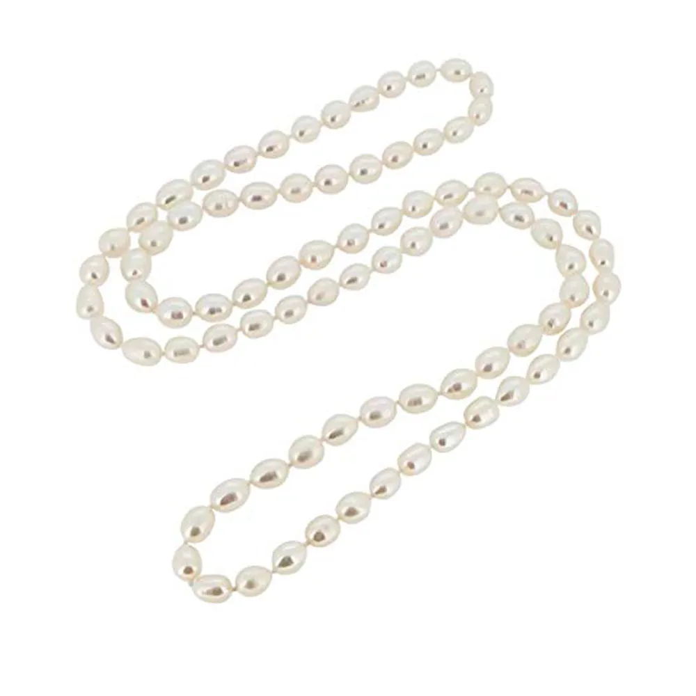 Stunning 7-8mm Rice Shape Freshwater Pearl Necklace, Long style 75cm/30"