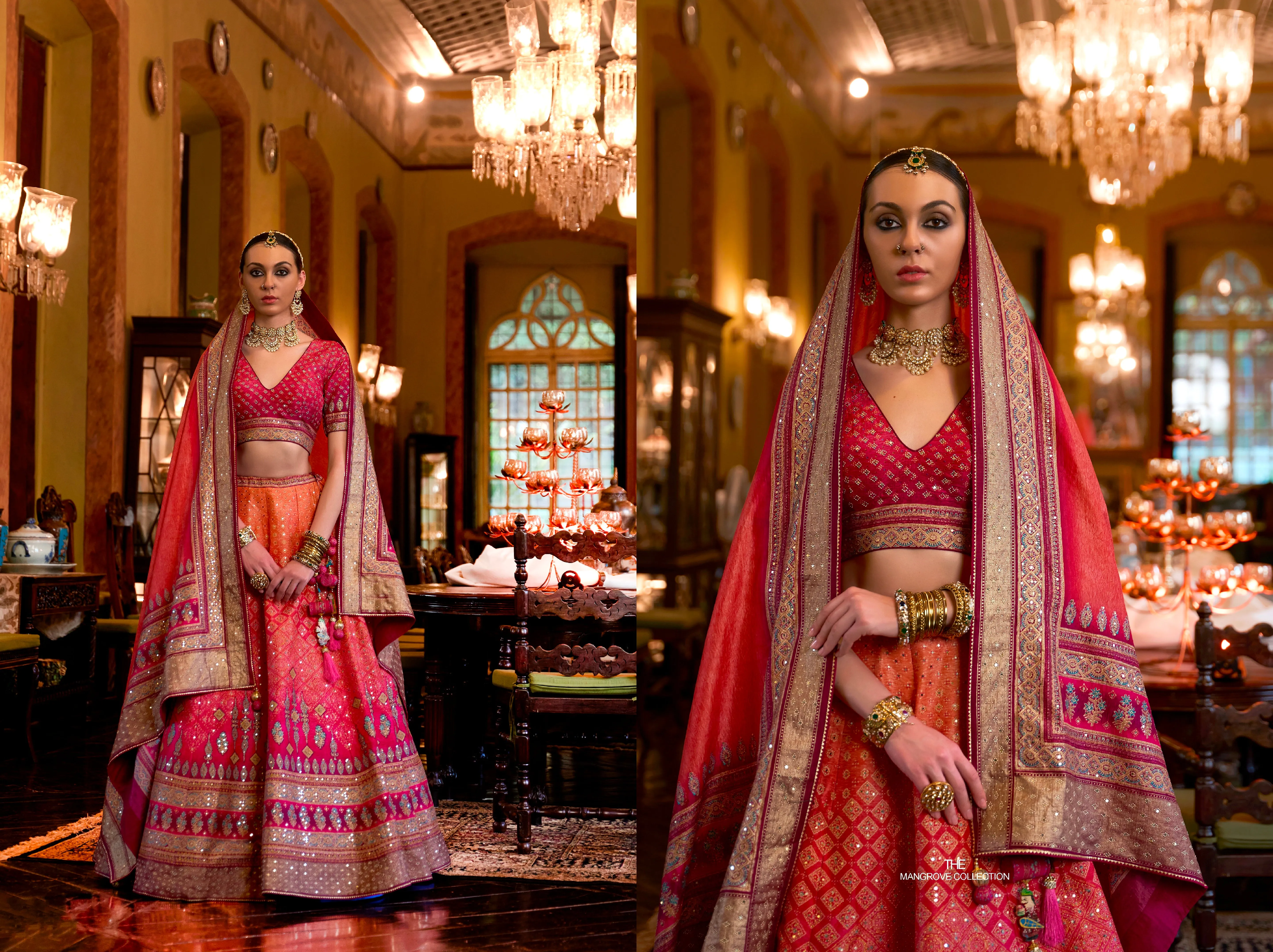 Stunning Mirror Work Lehenga Choli in Rajwadi Silk
