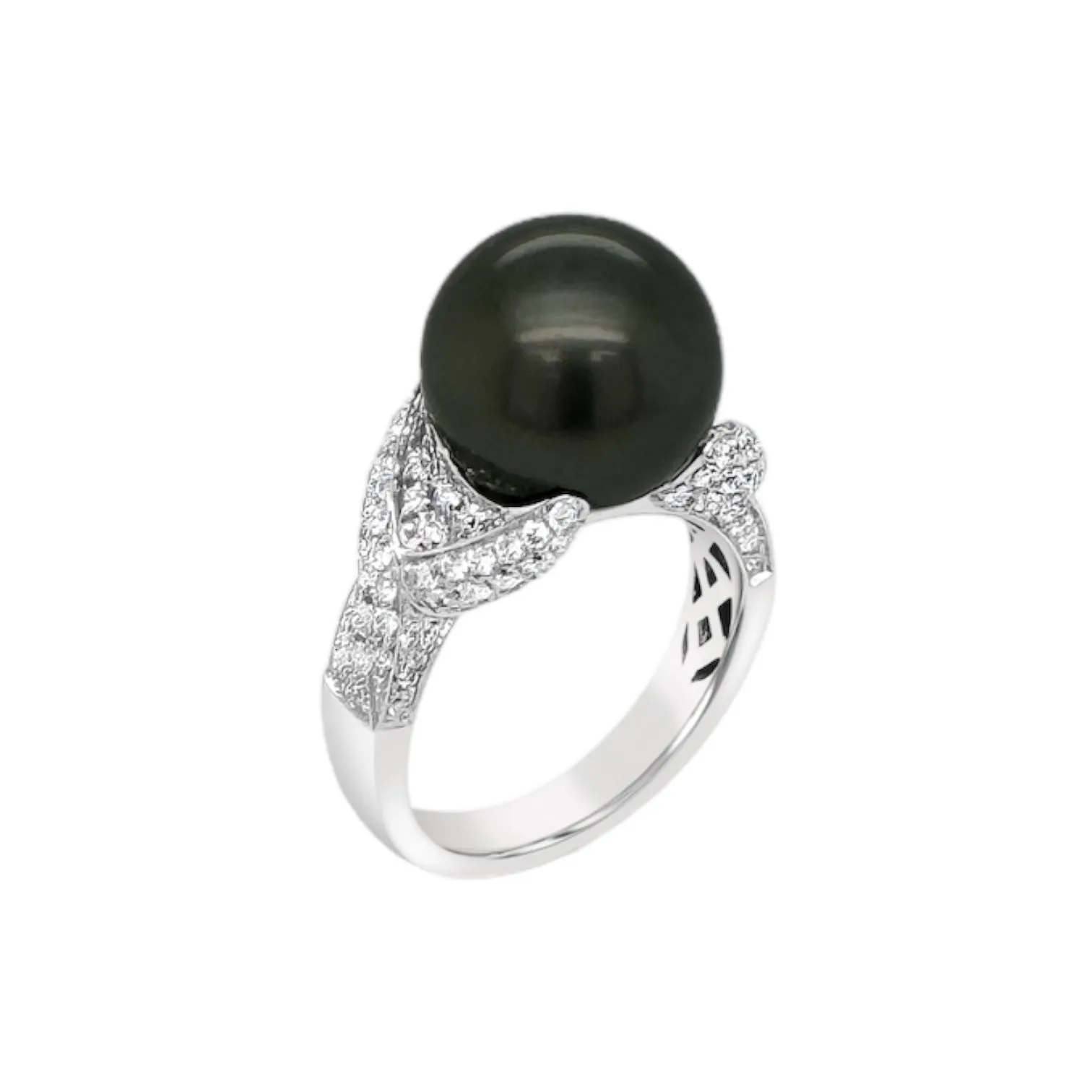 Tahitian Pearl & Pavé Diamond Ring