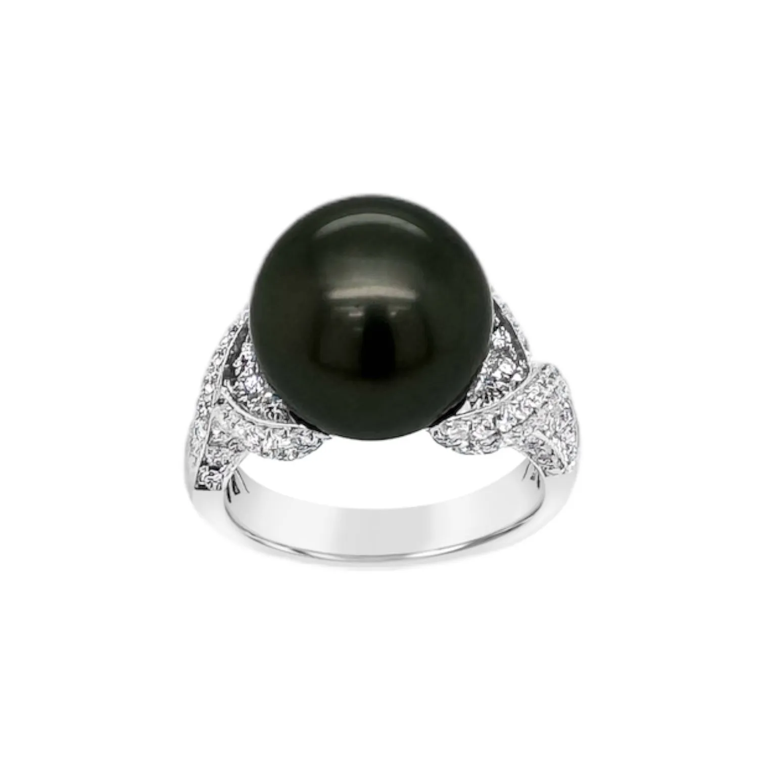 Tahitian Pearl & Pavé Diamond Ring