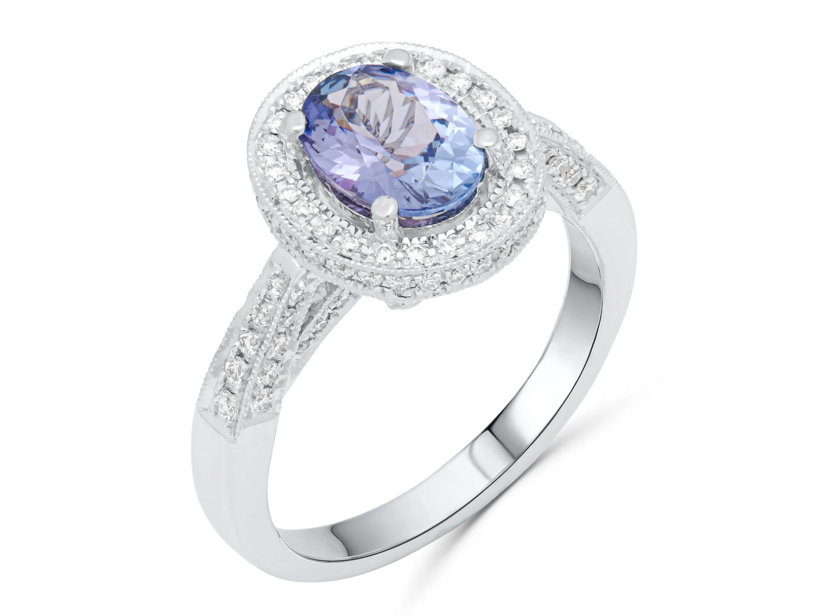 Tanzanite Oval Cut White Gold Vienna Ring