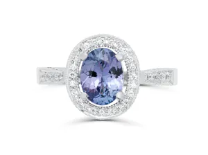 Tanzanite Oval Cut White Gold Vienna Ring