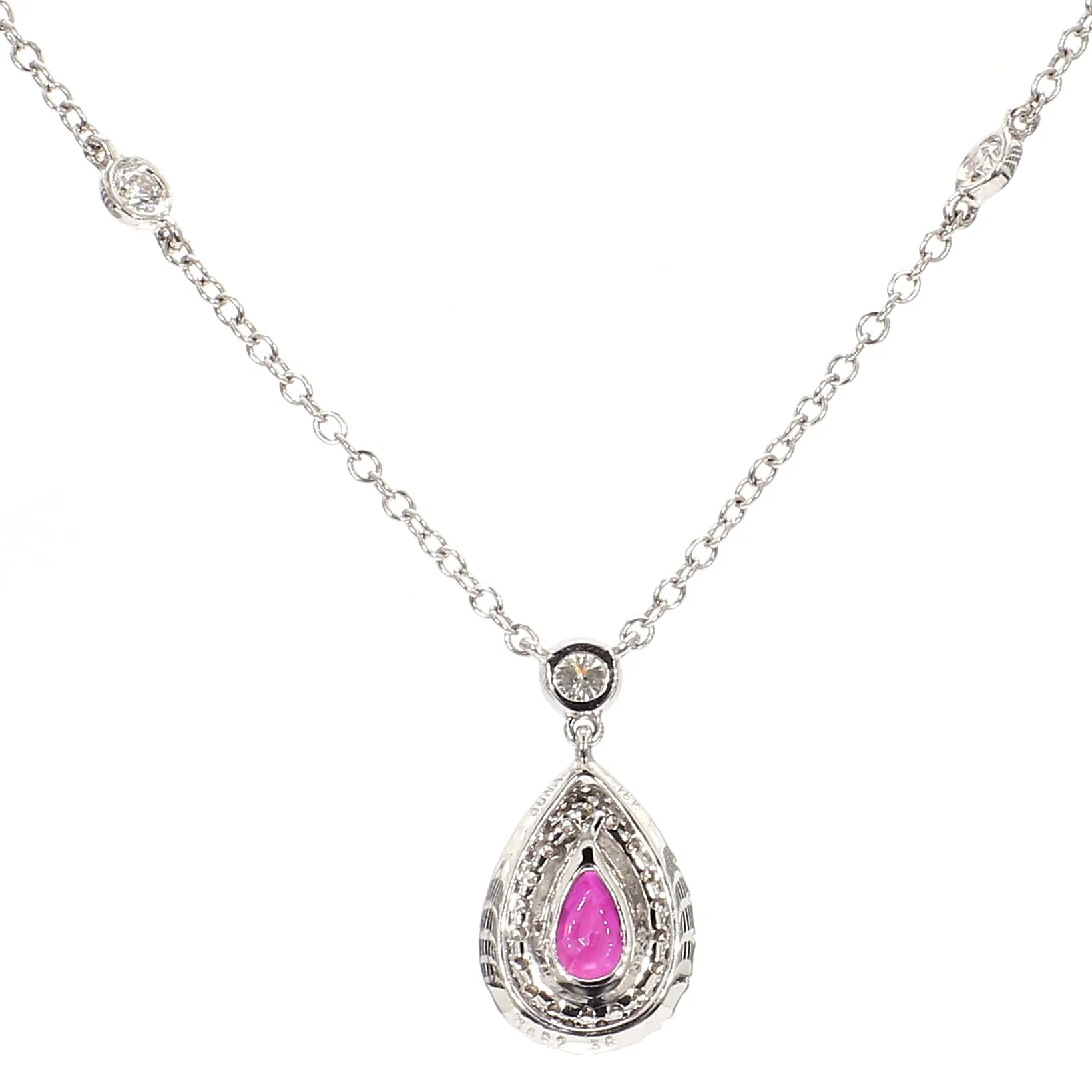 Teardrop Ruby & Diamond Pave Necklace