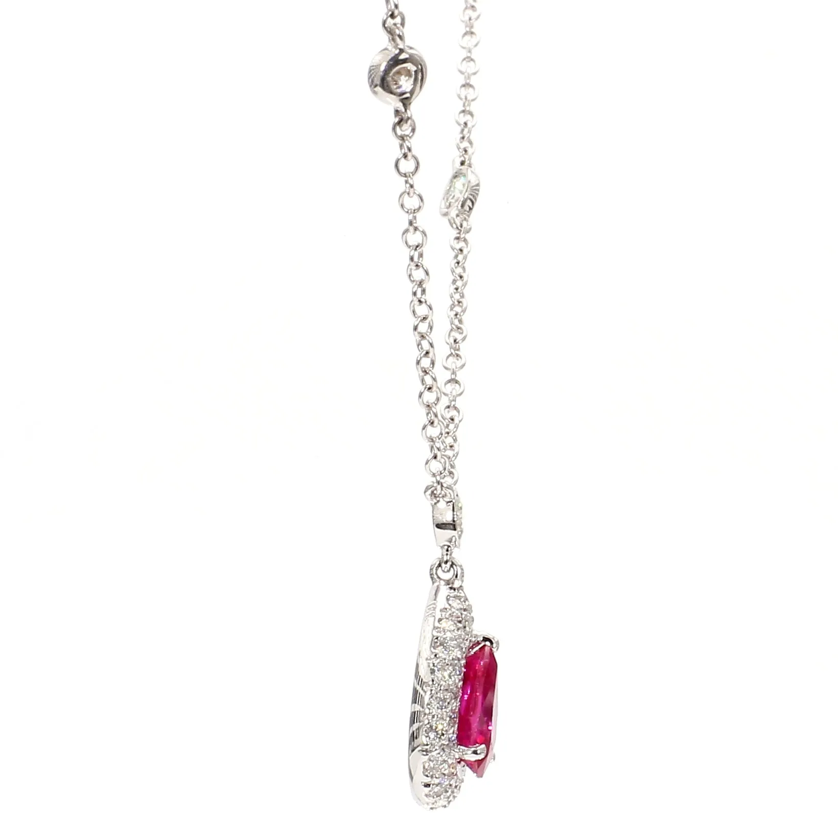 Teardrop Ruby & Diamond Pave Necklace