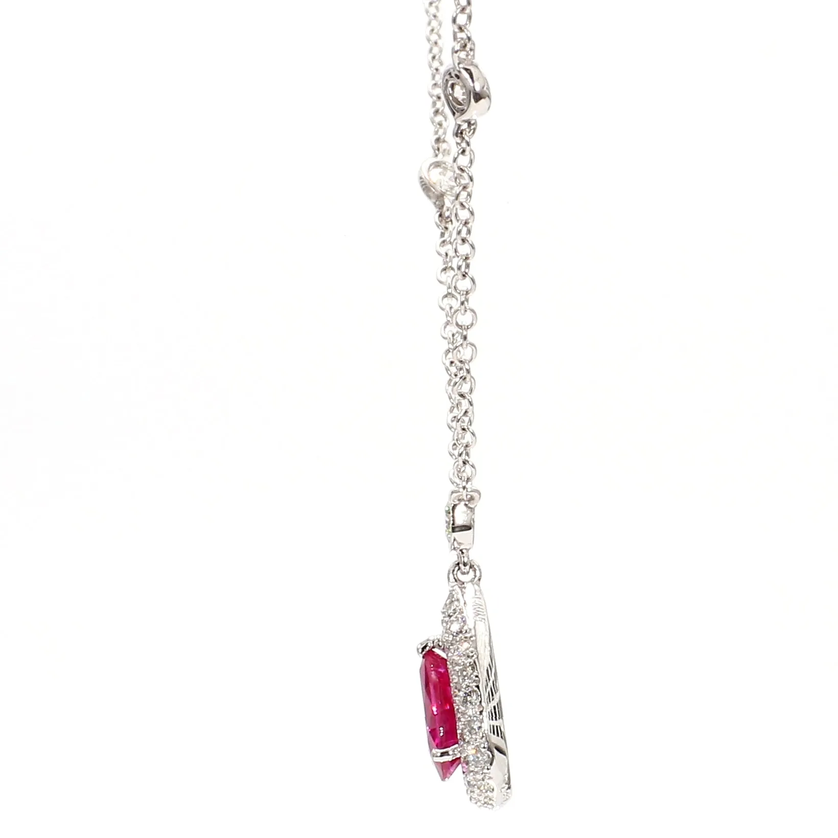 Teardrop Ruby & Diamond Pave Necklace
