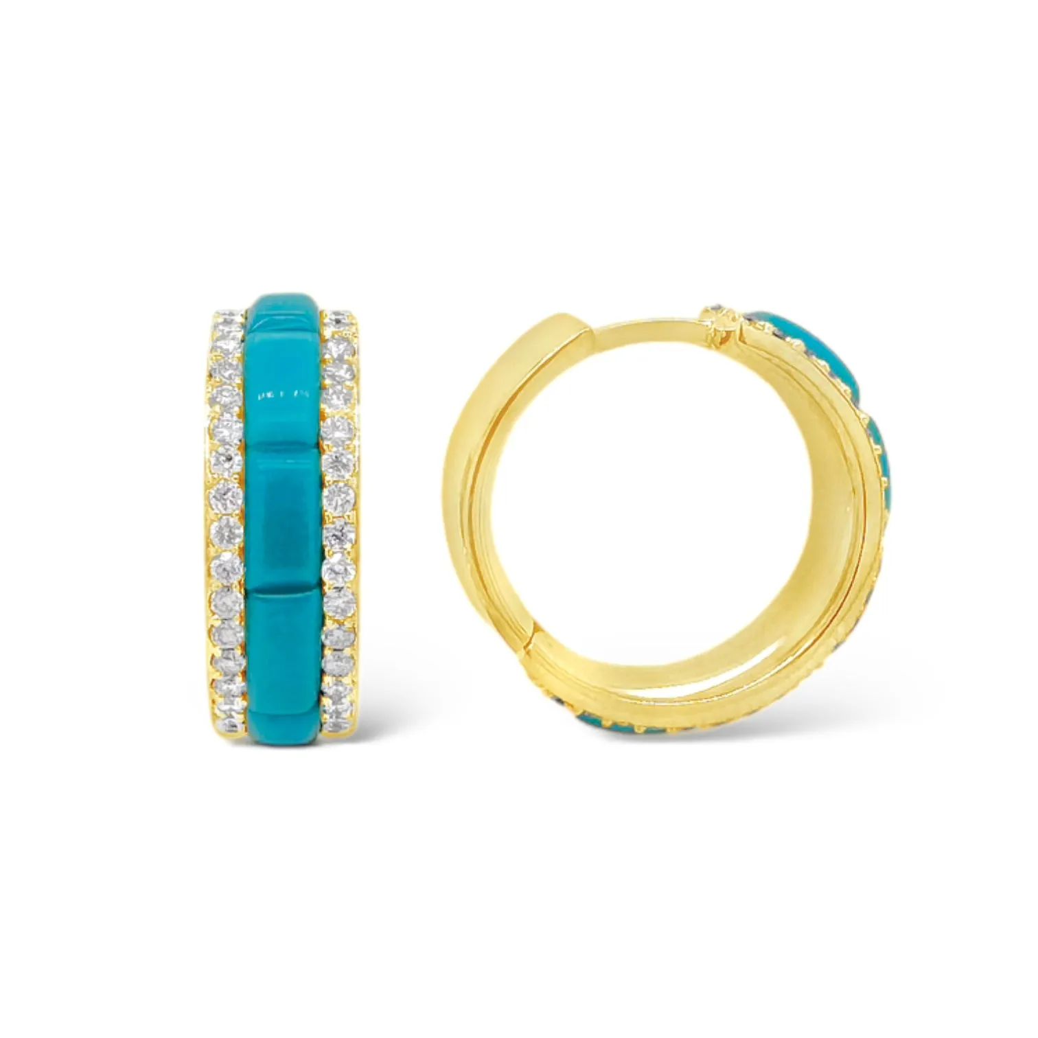 Turquoise & Diamond Hoop Earrings